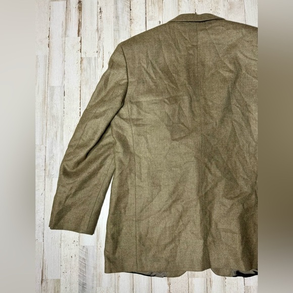 Oscar De La Renta Wool Cashmere Solid Brown Mens Blazer Sport Coat Size 44R - Picture 8 of 11